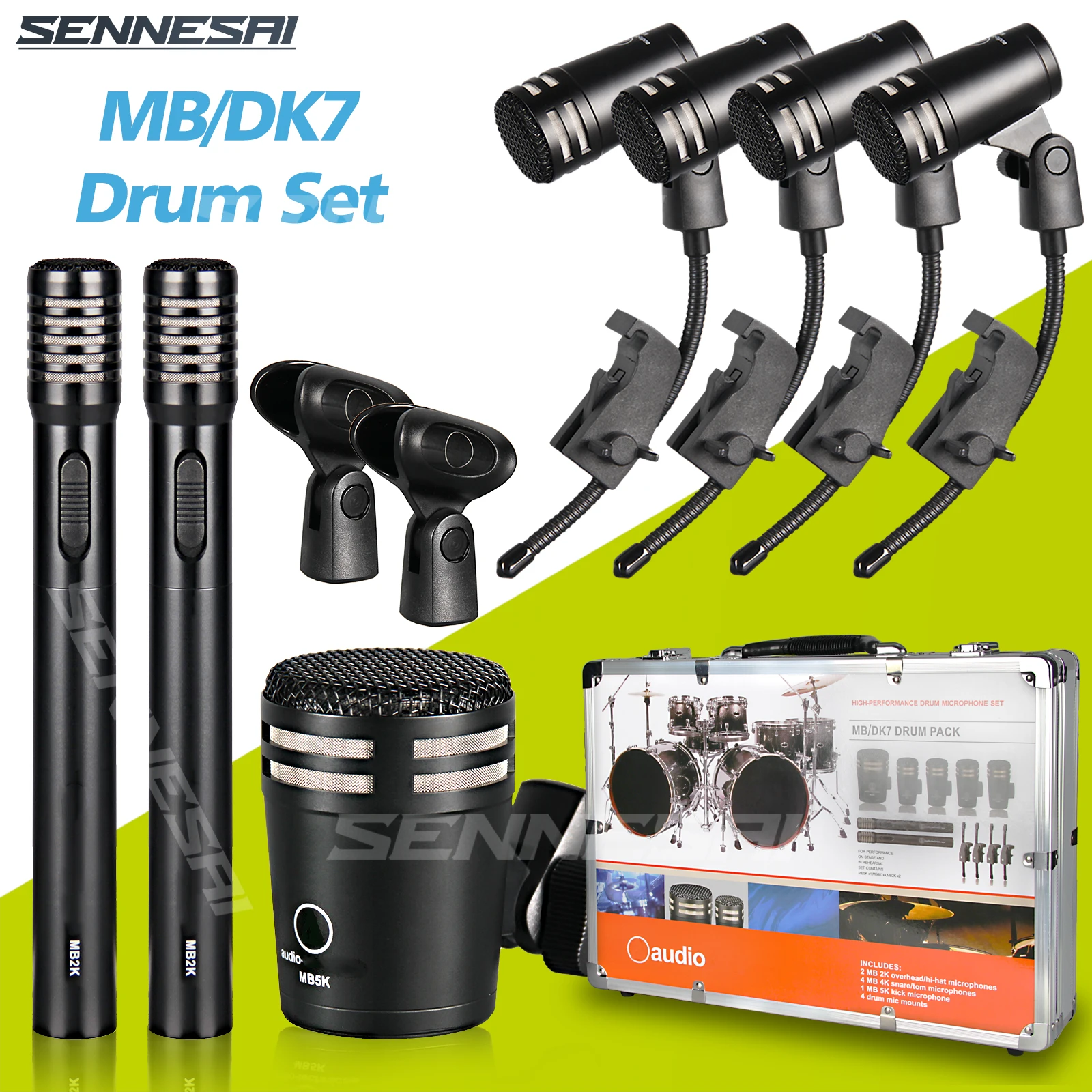 TOPMB77PieceWiredDynamicDrumMicrophoneWholeMetalKickBassTom