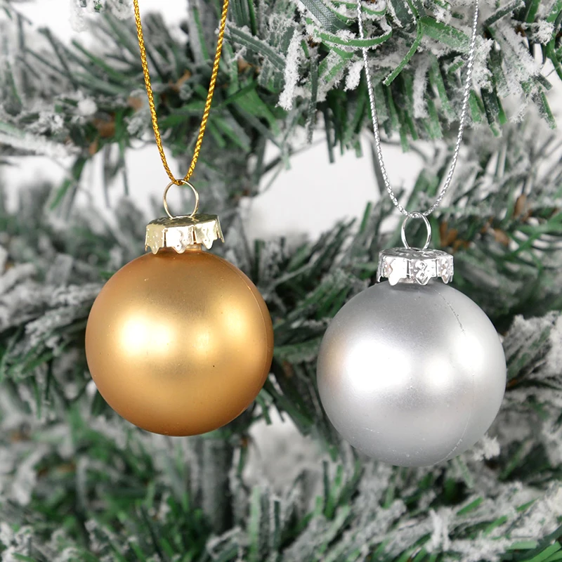 Christmas Decorations 50/100pcs Round Christmas Ornaments Caps Gold Silver Removable Metal Hangers DIY Xmas Balls Hanging Hats for Home