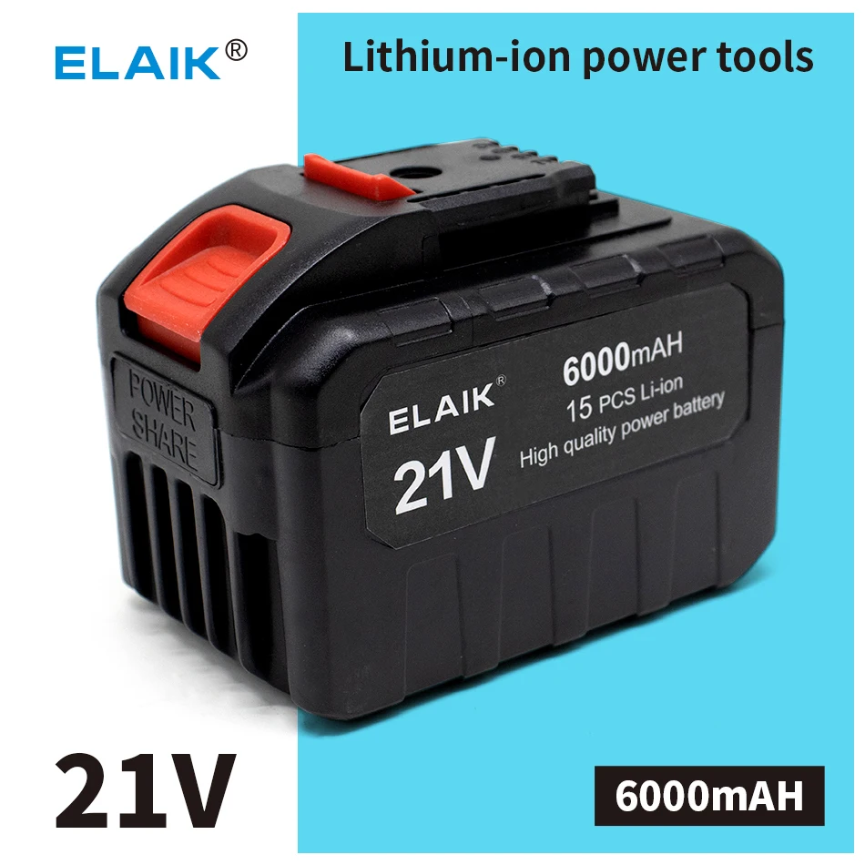 

21V 6000mAh Rechargeable Battery Lithium Ion Battery High Capacity for Worx Electric Power Tool Battery