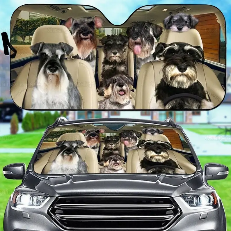 

Schnauzer Car Sunshade, Dogs Family Sunshade, Dog Car Accessories, Car Decoration, Gift Owner Dog, Schnauzer Lover