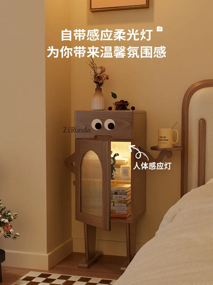 ~Robot bedside table Solid wood sofa with lamp Side table Creative bedside