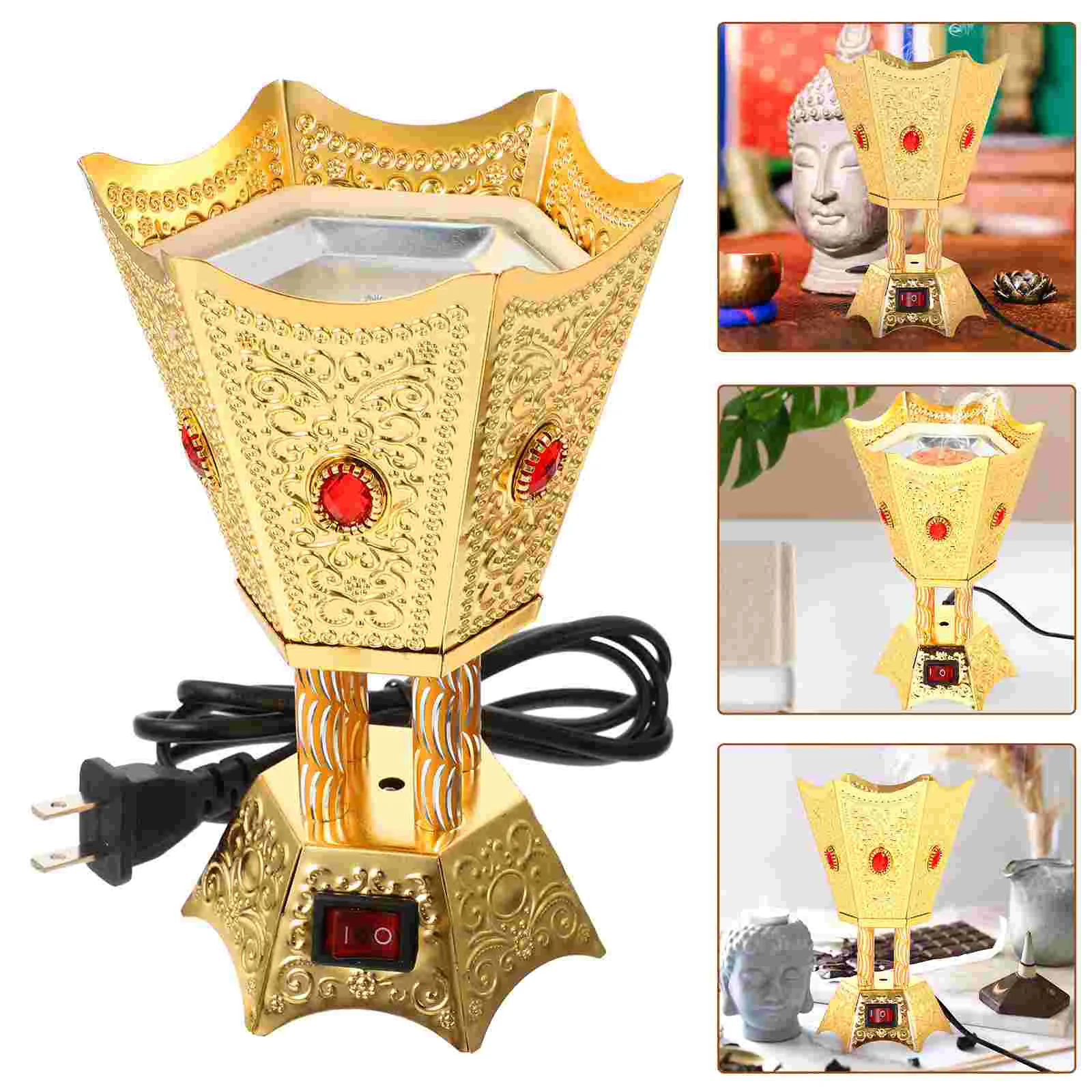

Electric Censer Middle Eastern Style Iron Incense Burner Tabletop Ornament Electric Metal Censer (EU/UK/US Plug)