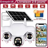 Caméra solaire 4G 3 PTZs, Protection de sécurité domestique intelligente pour l'extérieur, moniteur de Surveillance vidéo, alarme de détection humaine, caméras de vidéosurveillance IP 1