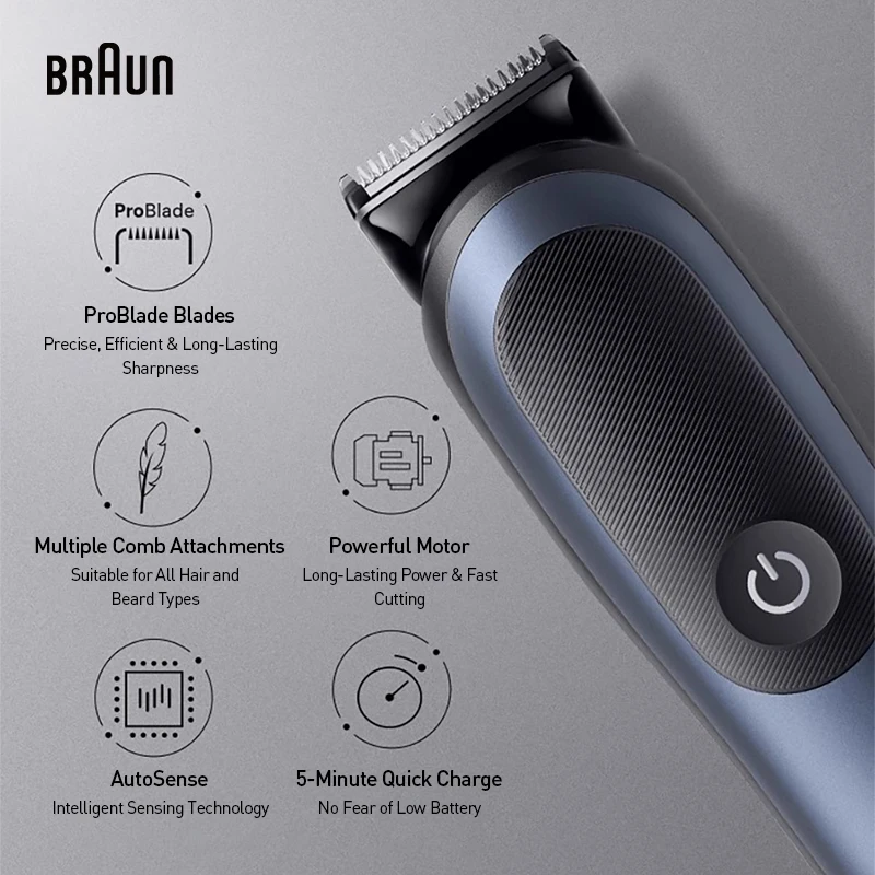 브라운 시리즈 7 Aio7540 남성용 멀티기능 트리머, 남성용 전기면도기, 코털 트리머, 11 in 1 전문 트리머