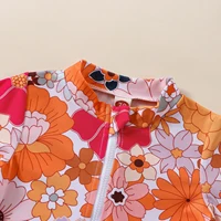 0-2 Years Toddler Baby Girls Swimwear Infant Spring Summer Swimsuit Long Sleeve Floral/Shell Print Bathing Suit with Hat Outfit 4