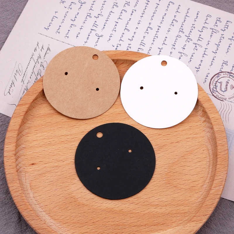 50pcs 5cm Round Shape Ear Studs Card Earring Display Packaging Cardboard Blank Kraft Paper Price Tag for DIY Jewelry Gift |