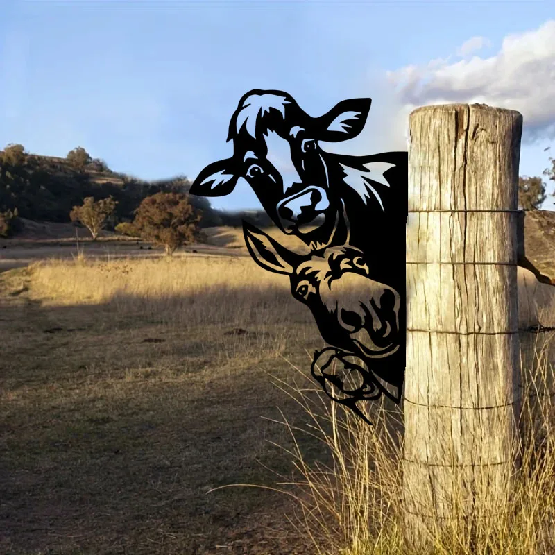 

Crafts Add a Touch of Whimsy to Your with this Adorable Cow, Donkey, and Duck Iron Silhouette Fence Ornament Garden Party Decor