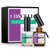 COSCELIA Nail Primer and Dehydrator for Acrylic Nails No Burn Fast Air Dry Nail Prep Dehydrator and Strength Primer Set 8/15ml 2