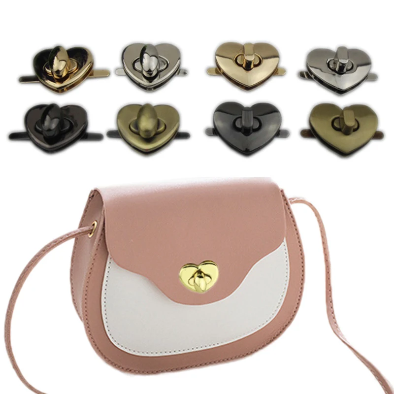 Bag Buckle Bag Lock Bags Accessories Bags Clasp Turn Lock Hardware Twist Buckle Heart-shaped Decorative Two Style DIY For Bags