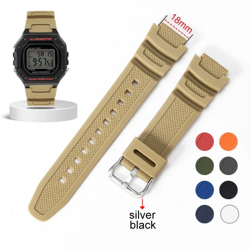 18mm Silicone Watch Strap for Casio W218H/AE-1200/1100/SGW
