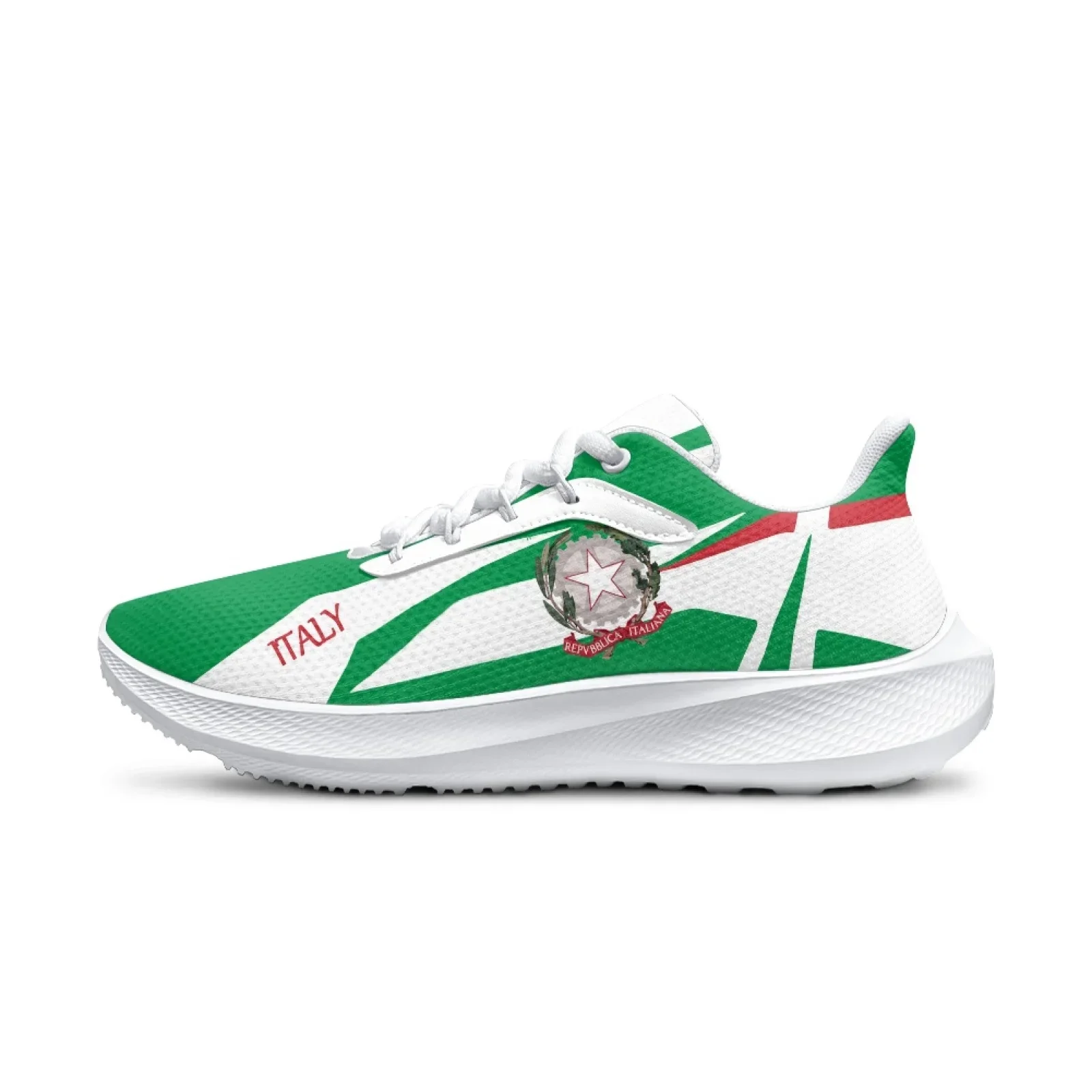 Green White Women's Sneakers Italy Flag Design Brand Summer Sneakers Lightweight Lace Up Casual Walking Shoes Flats