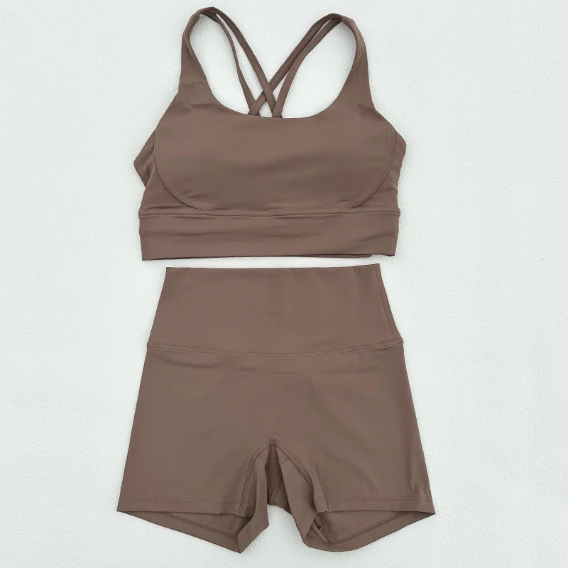 2 Piece Yoga Clothes Women's Tracksuit Athletic Wear Fitness Suit Gym Workout Push Up Clothes Sports Bra Yoga Shorts Suit