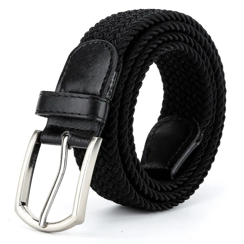 

Men and Women Elastic Fabric Woven Casual Belt Pin Buckle Expandable Braided Stretch Wild canvas Simple and Stylish belt