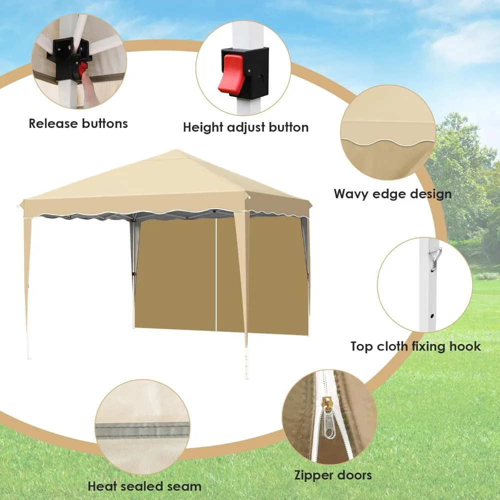 10x10FT Pop Up Canopy with 4 Sidewalls, Ez Up Commercial -Series Instant Canopy Tent, Outdoor Portable Gazebo with Wheeled Bag 5