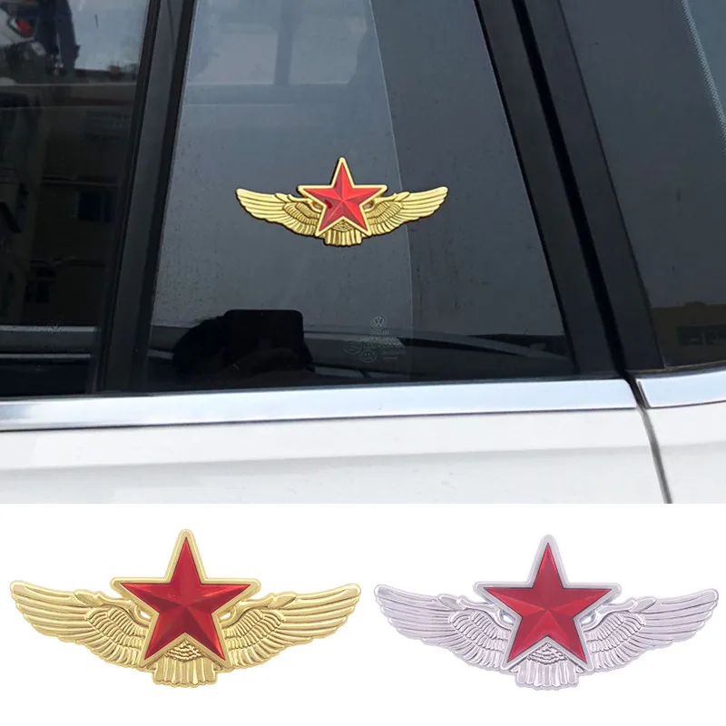 

1 PCS 3D Metal Chrome Car Sticker Pentagram Wing Ear Tailgate Car Styling car Window Emblem Badge Tuning Motorcycle Auto