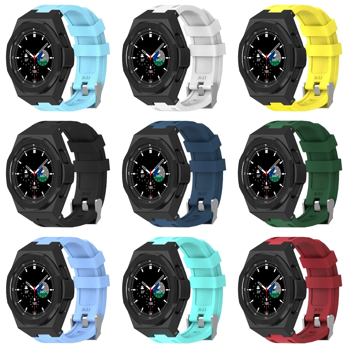 Rubber strap modified shell set For Samsung Galaxy watxh 4 Classic 46mm Stainless steel case wristband For Watch 4 Classic 46mm