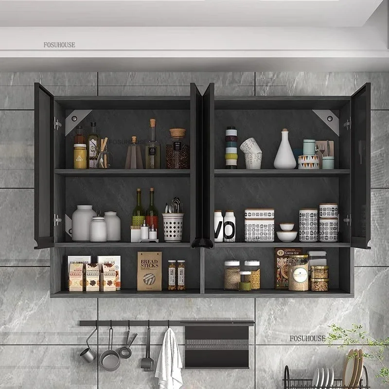 Modern Wall Mounted Kitchen Cabinets Bedroom Closet Organizer with Door European Kitchen Furniture Home Wooden Storage Cabinet 5