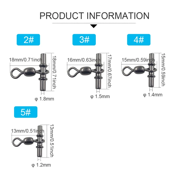 20/100pcs/lot Swivel Sleeves 3-way Fishing Swivels Crane Swivel Cross Line Fishing Connetor Saltwater Terminal Tackle 5