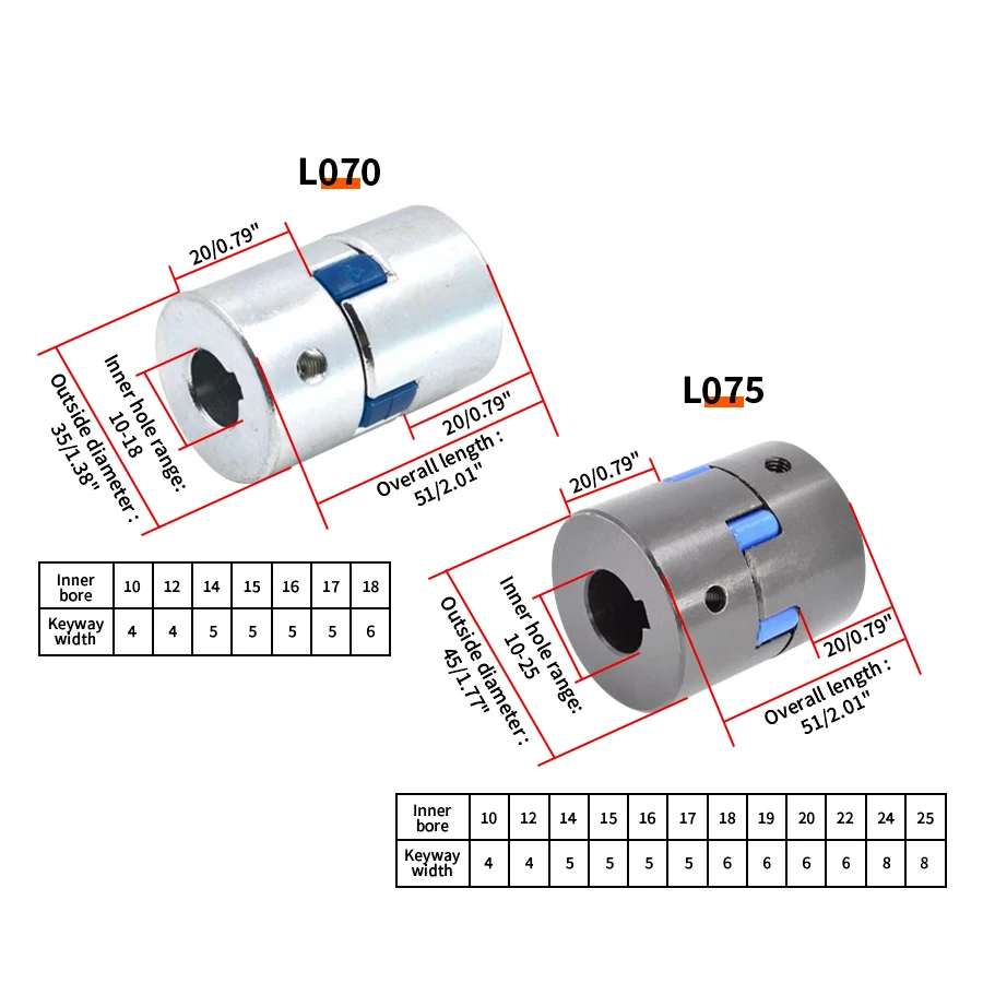 L-type Three-jaw Coupling L070 D35 L51 Bore 10/12/14/15/16/17/18mm shaft coupler flexible coupling shaft connector rigid shaft coupler for Servo Motor