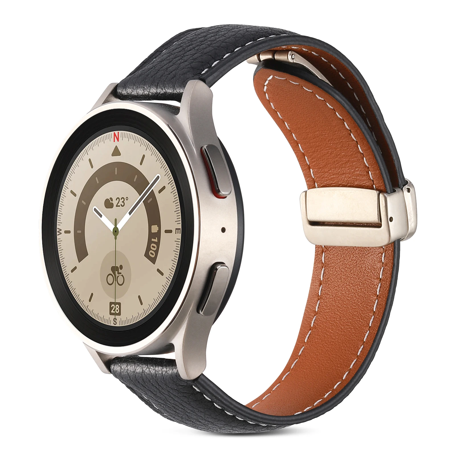 22mm 20mm Leather Strap For Samsung Galaxy watch 6/4/5/5 Pro Active 2 Huawei watch 3 GT 3 Magnetic Watchband For Amazfit GTR/GTS