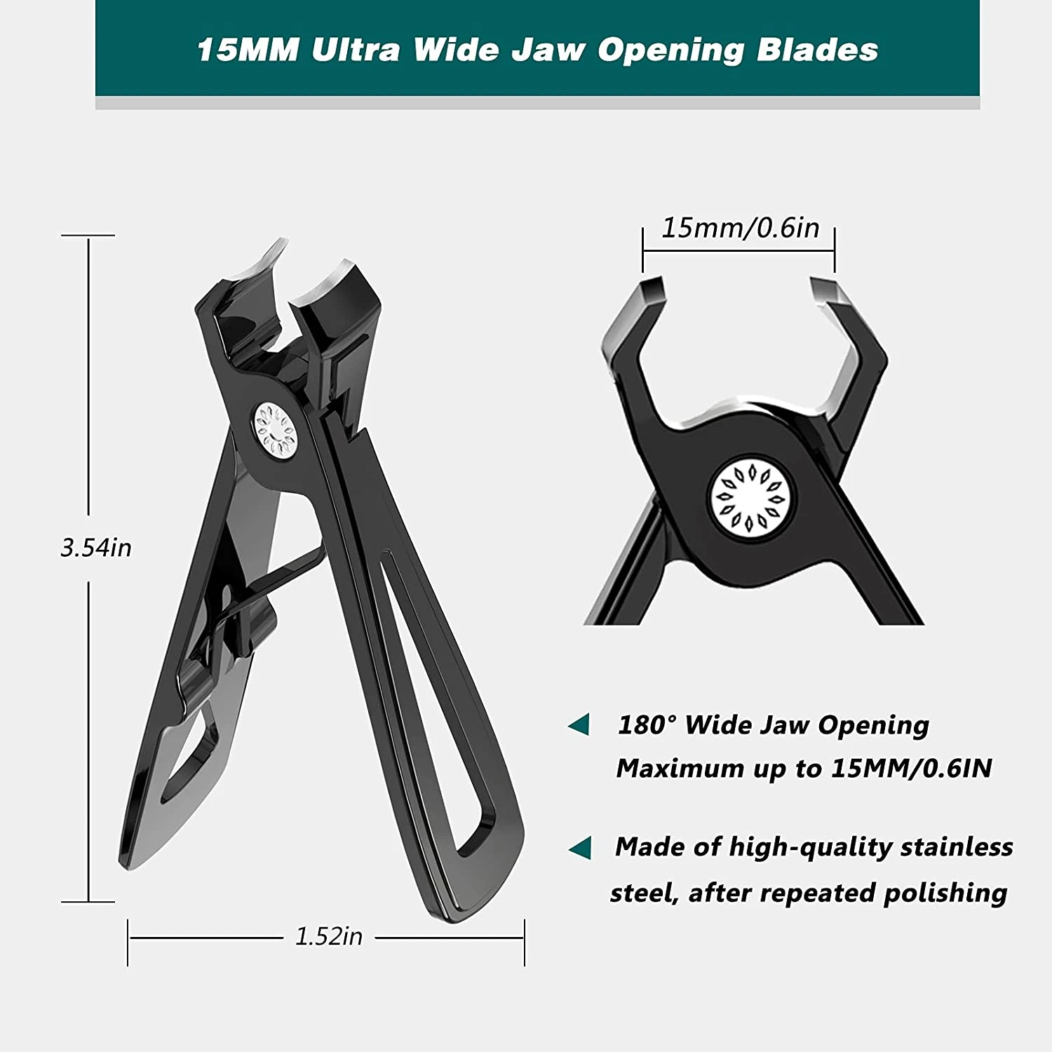 0.6in Wide Jaw Opening Nail Clippers for Thick Nails,Finger Nail