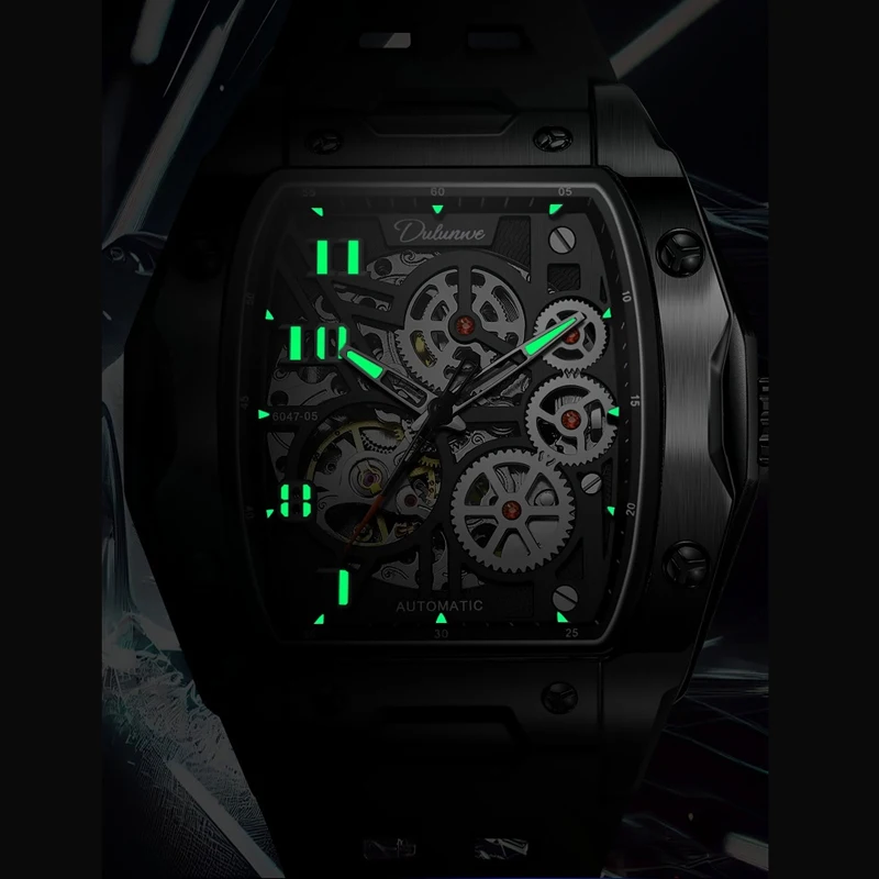 Watch for Men Skeleton Mechanical Sports Watches Men's Luminous Waterproof Automatic Wristwatch Steel Case Relogio Masculino