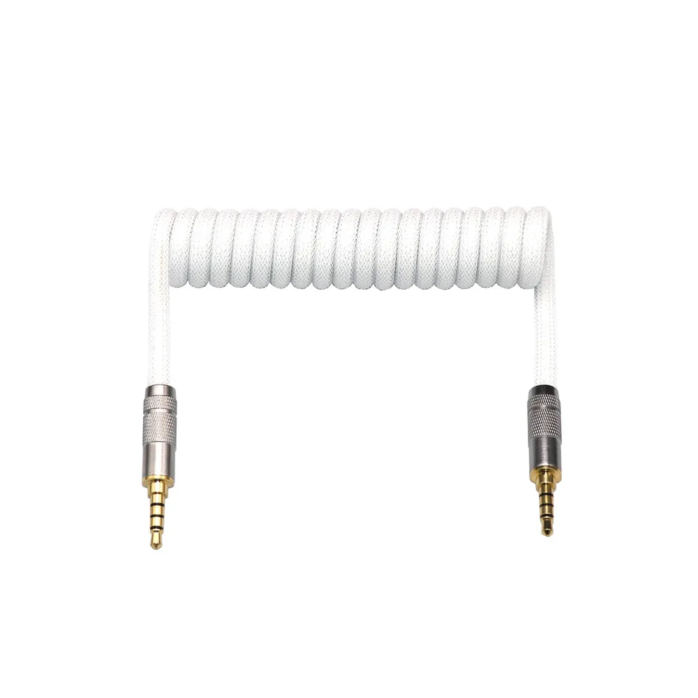 Angitu-teclado Macio Faça Você Mesmo Coiled Cabo Trrs Handmake Cabos Aux para Teclado Split Preto Branco Cor Personalizada10 cm - Imagem 6