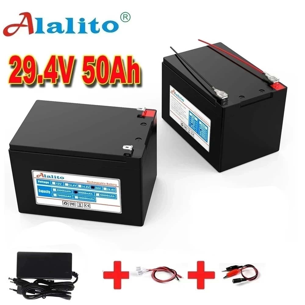 

24V 7S4P 50000 MAH high power 50Ah 18650 lithium battery with BMS 29,4v electric bicycle battery for various tools+charger