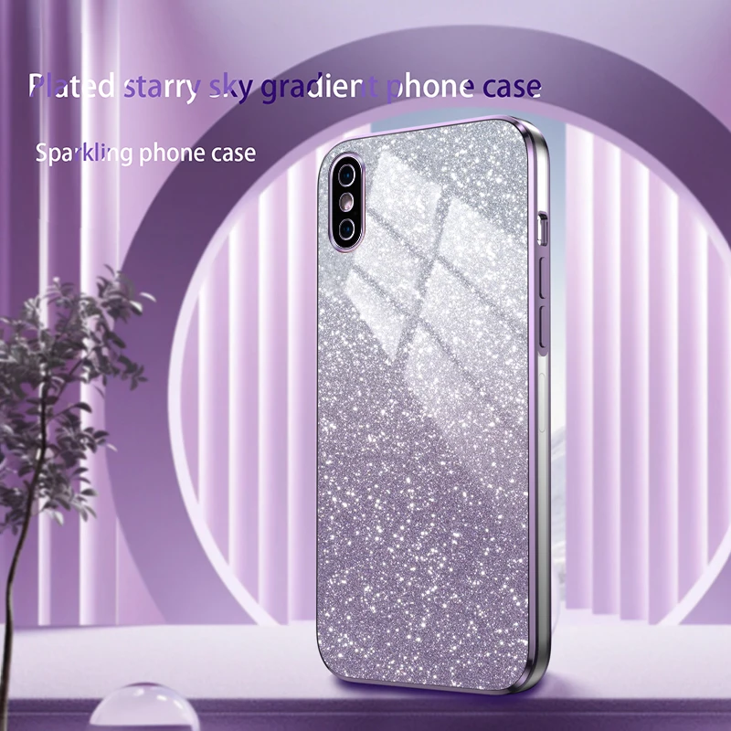 Bling Luxury Electroplate Glitter Shockproof Phone Case with Soft Bumper and Clear Back Cover