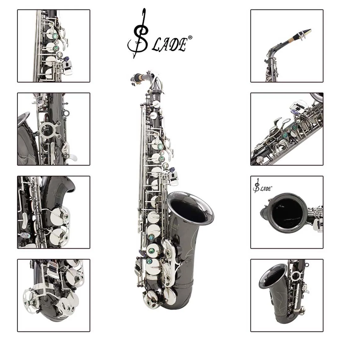 Alto Saxophone Eb Brass Body Carved Keys White Shell Keys Saxophone with Reed Glove Book Strap Woodwind instrument Parts