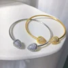 Fashion Arab Dubai Style Bracelet Luxurious Jewelry Copper Micro Inlay Zircon Oval Bangle Wedding Gift Jewelry for Women 1