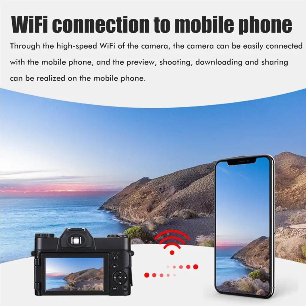 4K HD Professional Digital Camera Camcorder WIFI Webcam Wide Angle 16X Digital Zoom 48MP Photography 3 Inch Flip Screen Recorder