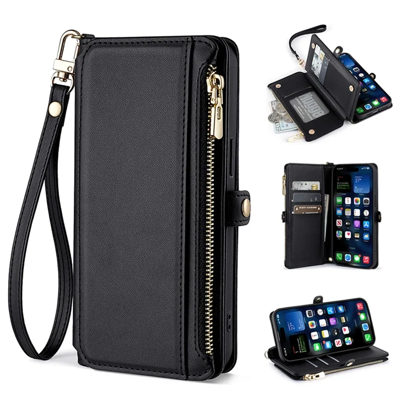 Étui Portefeuille Magnétique Pour Redmi Note 10 4X 5 6 7 8 9 Etc. - Noir Neuf