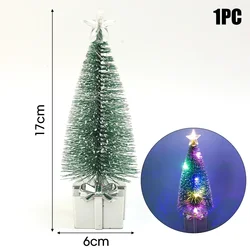 Festive Mini LED Christmas Tree Candle Lamp - Colorful Luminous Night Light Decorations for Holiday Home & Party Decor (Silver)
