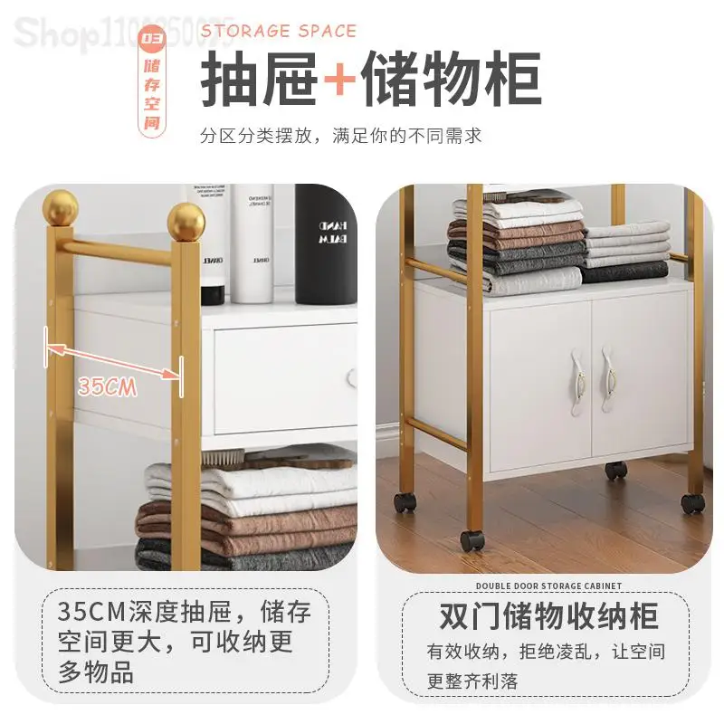 Beauty salon trolley rack medical manicure special storage embroidery instrument barber hairdressing tool cart white
