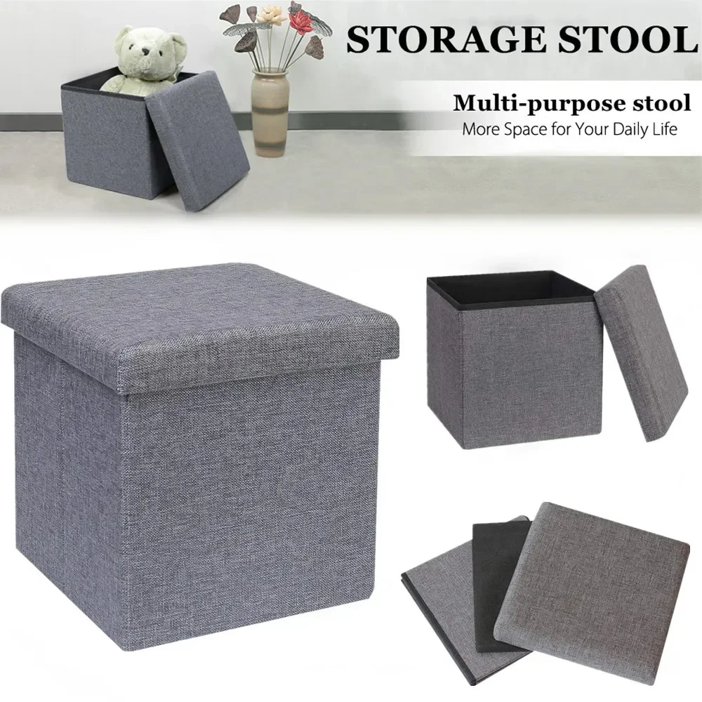 Portable Folding Storage Stool, Foldable Storage Footstool, Multifunctional Furniture for Home Use, Large Capacity Boxes
