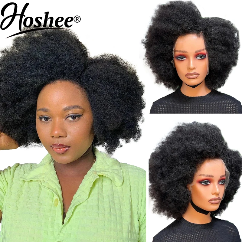 Afro Kinky Curly 13x4 Lace Front Human Hair Wigs High Density 4x4 Lace Closure Wig Preplucked Brazilian Curly Wig 250% Remy Hair