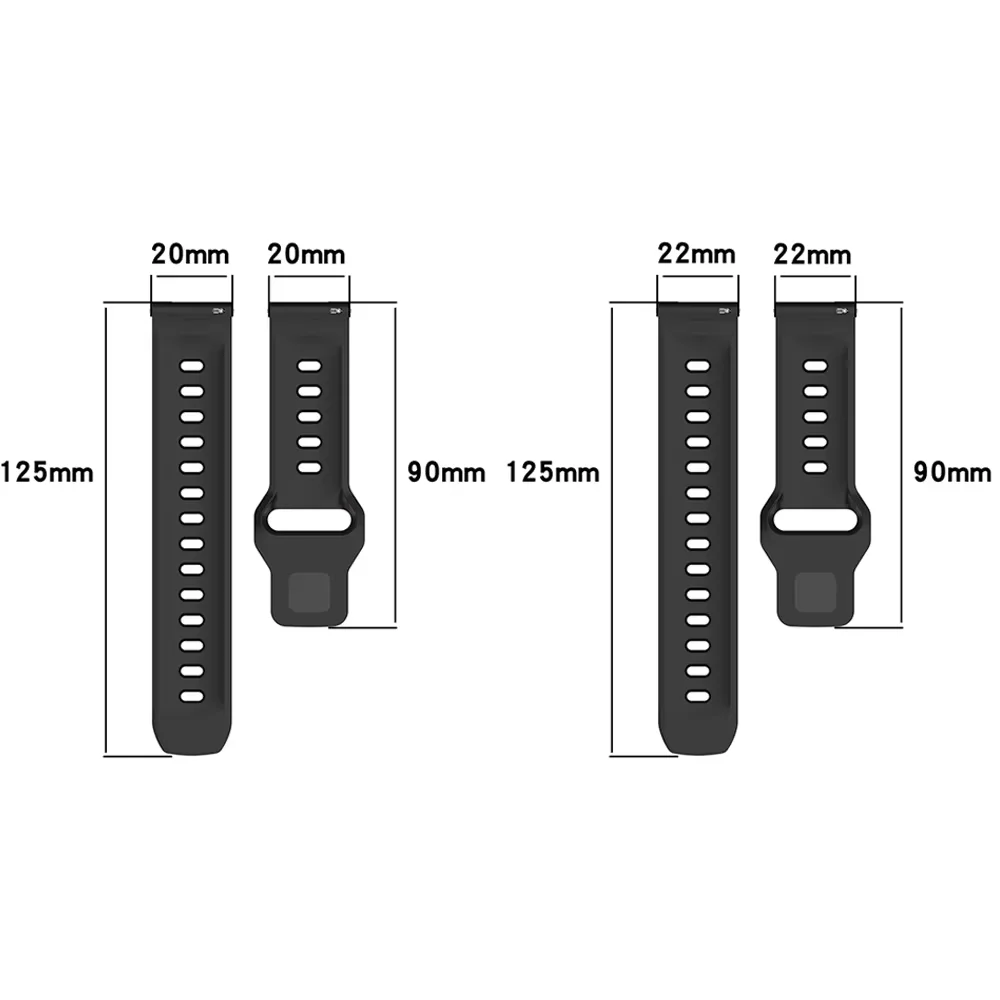 Silicone Sport Wristband Strap, 20/22mm – Enhanced Comfort and Durability