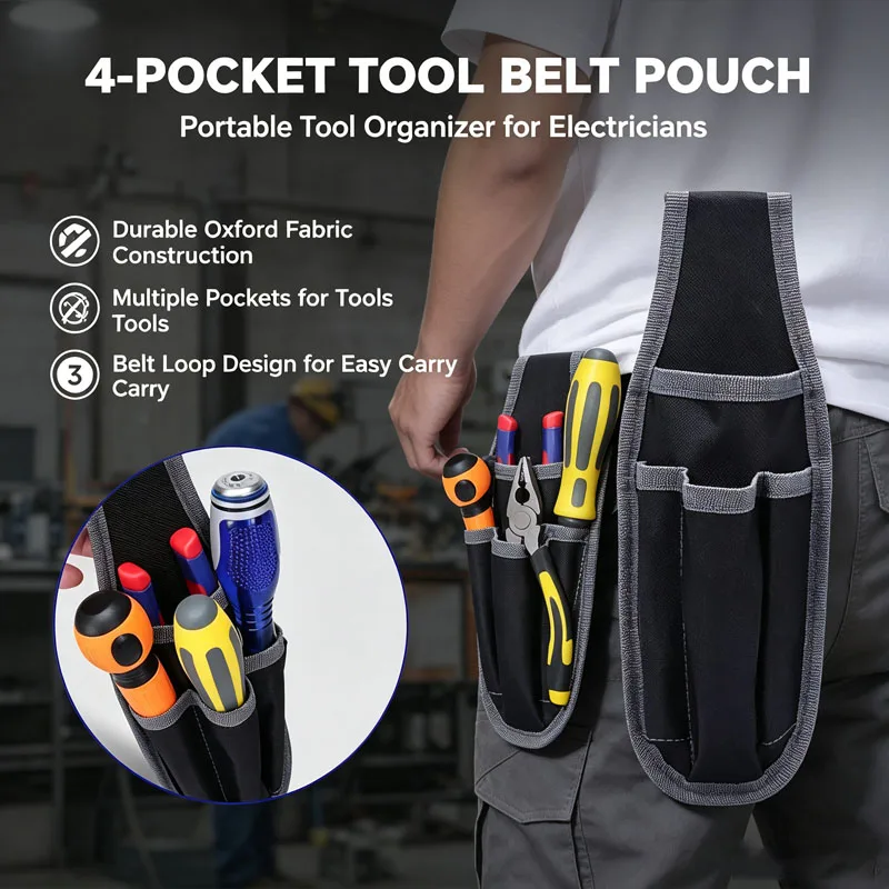 Durable Portable Waist Tool Pouch for Electricians and Handymen