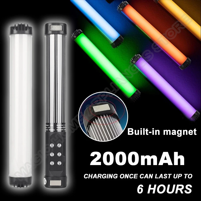 RGB Photographic Lighting 2700-7500K Magnet Photography Mini Handheld LED Light Stick Tube Stick Lamp For Video Vlog Fill Light