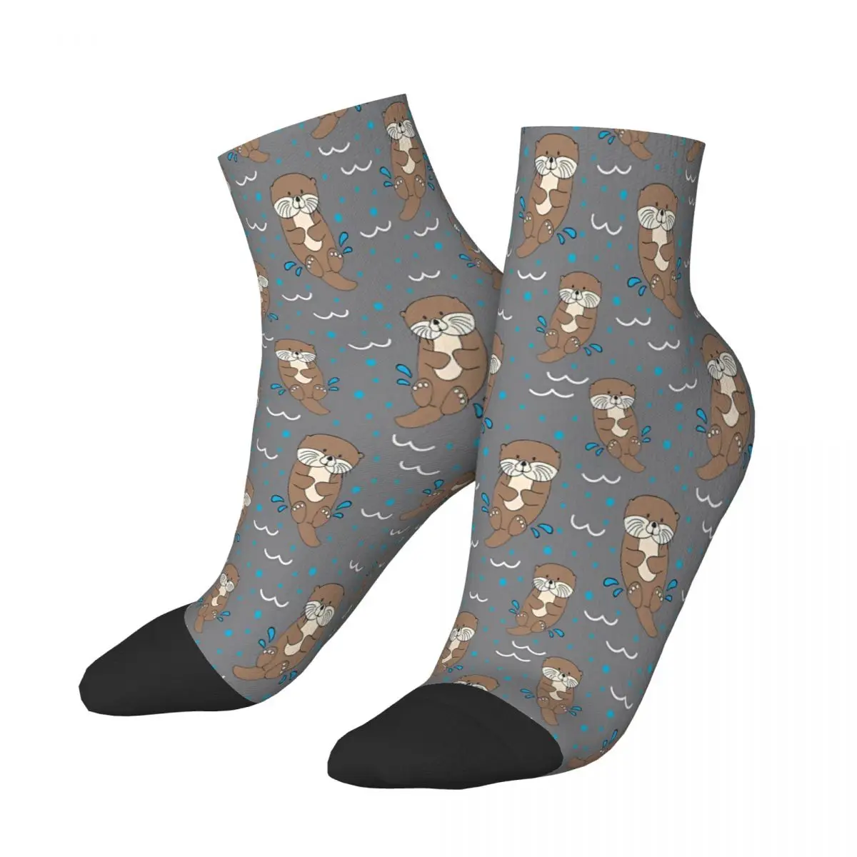 

Cute Splashing Sea Otter Otters Ankle Socks Male Mens Women Autumn Stockings Harajuku