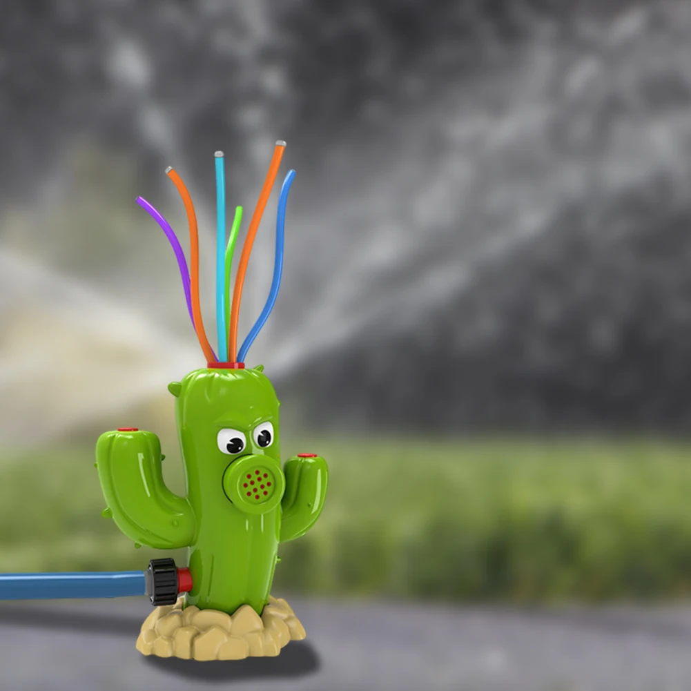Outdoor Water Sprinkler Cartoon Cactus Swing Rotating Sprinkler Cute Spinning Water Spray Garden Lawn Watering Irrigation Toys