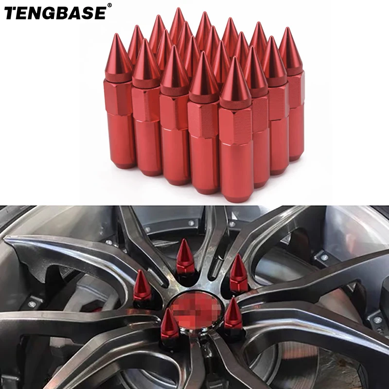 

M12x1.5 M12x1.25 Aluminum 60mm Extended Tuner Spike Lug Nuts For Cadillac Lincoln 20pcs 8 Colors Car Accessories Wheel Nuts