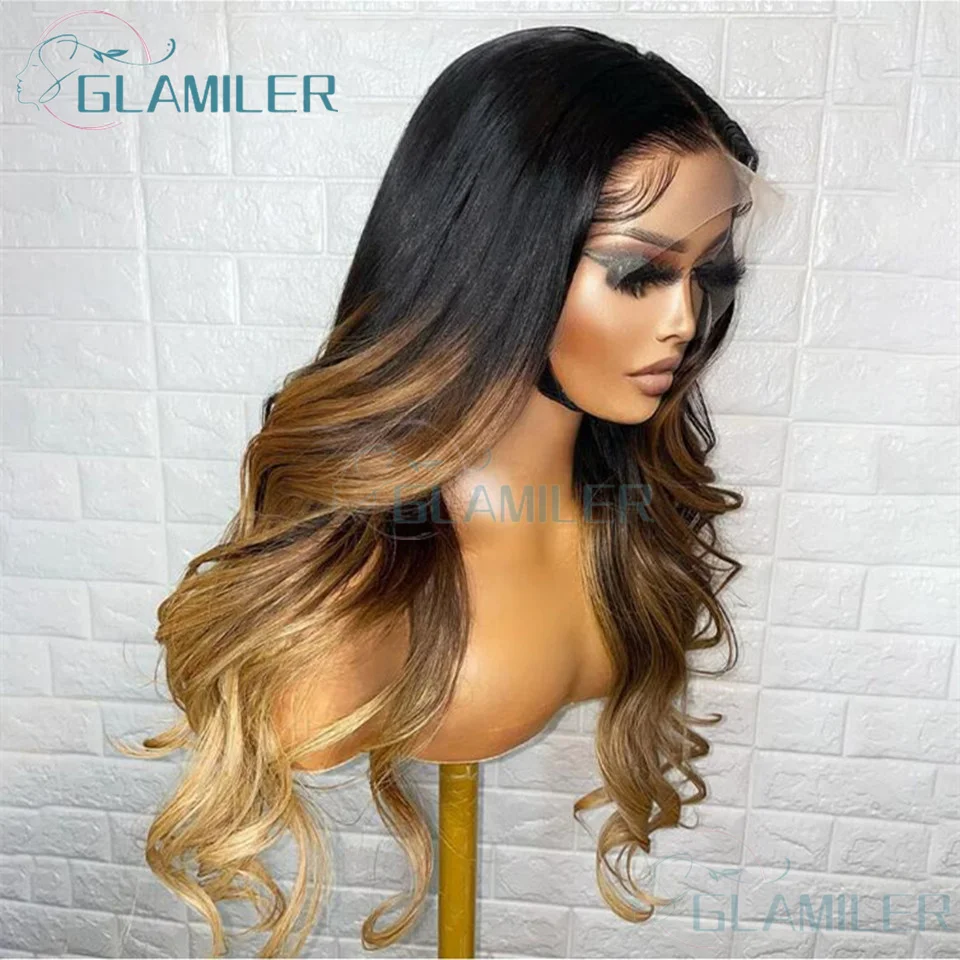 Pre-Plucked Ombre Blonde 5x5 Silk Top Closure Wigs Body Wave Remy Brazilian Hair Highlight 13x4 Silk Top Lace Frontal Wigs