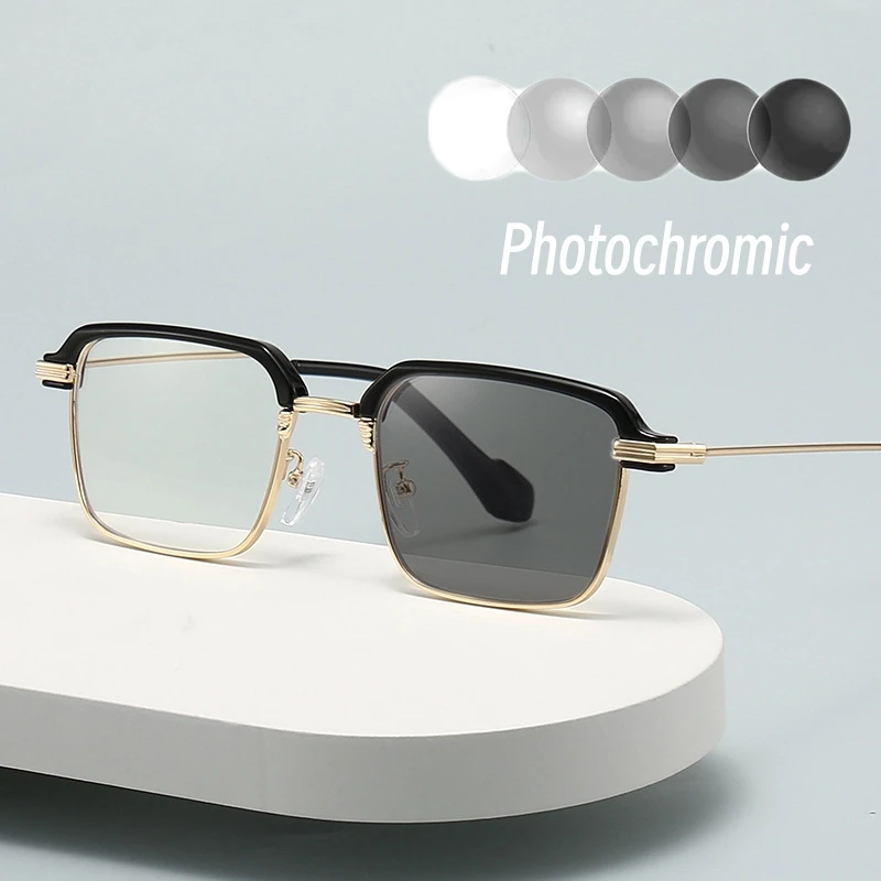 

Intelligent Color Changing Mypoia Glasses New Trend Business Glasses for Men Photochromic Eyewear Luxury Finished Eyeglasses