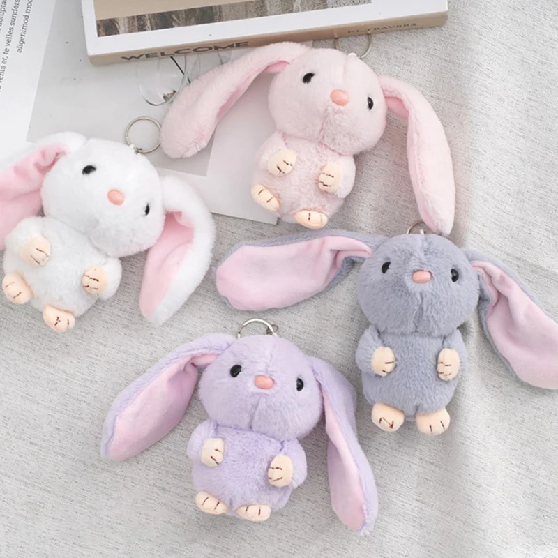 

Long-eared rabbit doll pendant Key Chain cute little rabbit plush gift doll bag keychain pendant children sleeping doll keyring