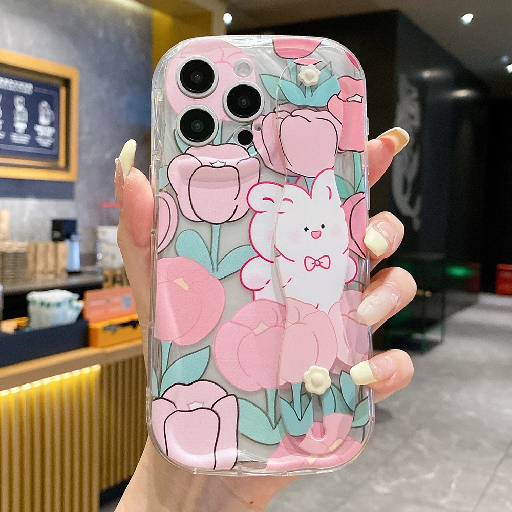 Wrist Strap Rabbit Phone Holder Case