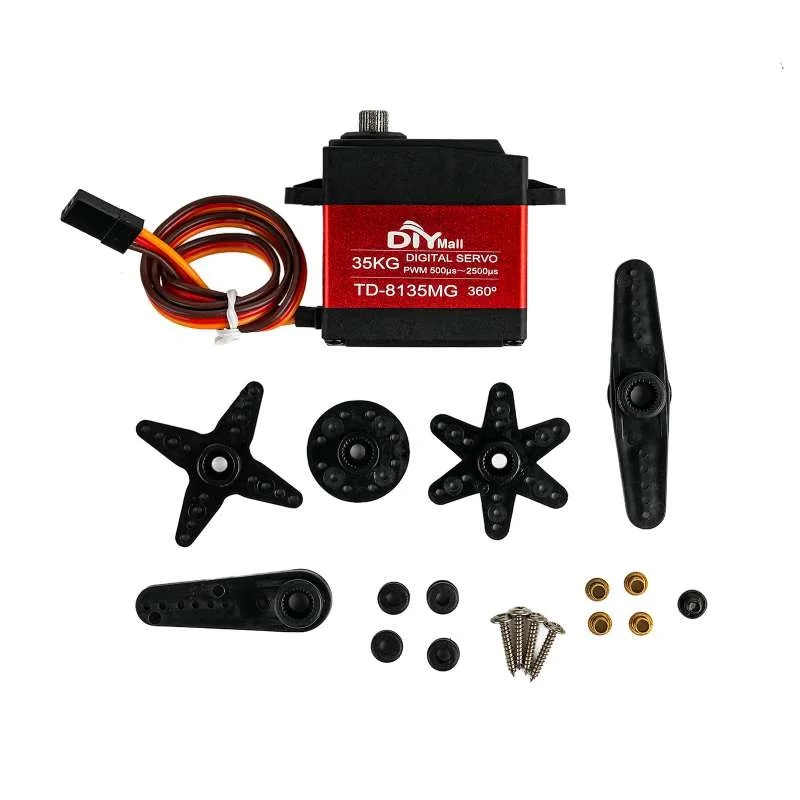 Vue en gros plan du servo 360° TD-8135MG pour voiture RC