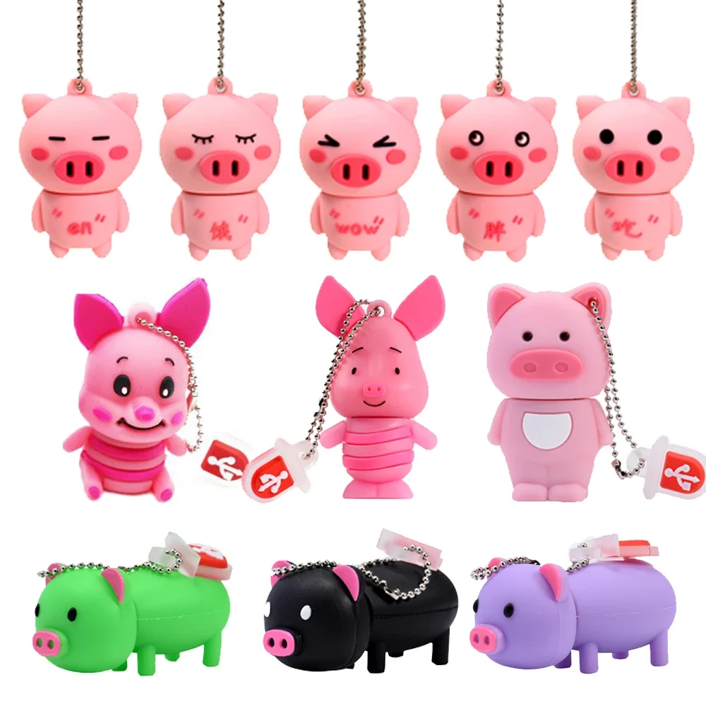 

JASTER Cartoon Pig USB 3.0 Flash Drive 128GB High Speed Gifts for Children Pen Drive 64GB Free Key Chain Cute Memory Stick 32GB