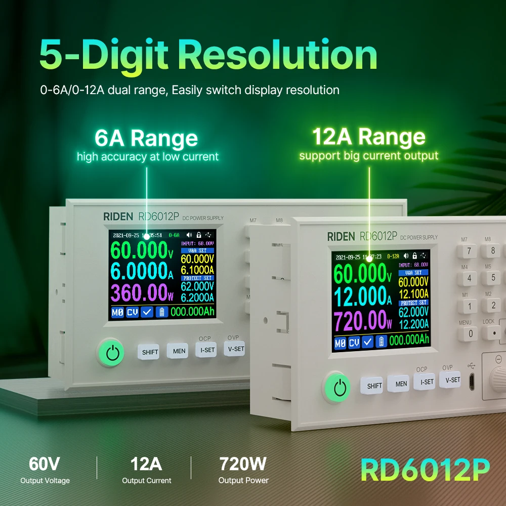RD RD6012P RD6012PW USB WiFi 5 Digit DC DC Step down Power Supply Adjustable buck converter 60V 12A Phone Repair & 800W PSU